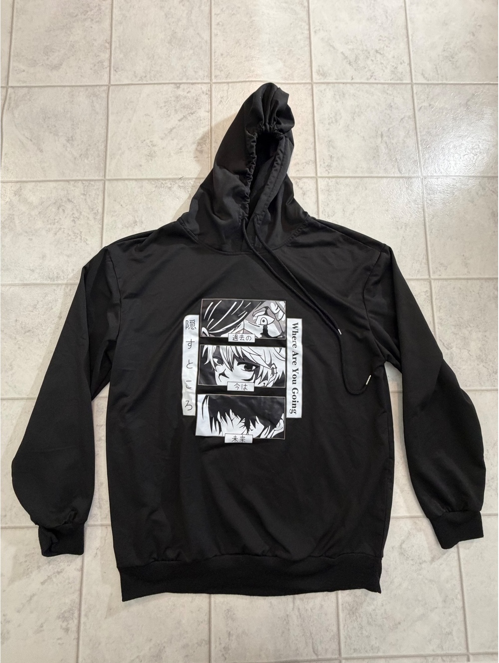 Shein black graphic hoodie